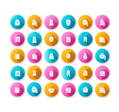 Air purifiers, diffusers flat design long shadow glyph icons set. Humidity Stock Illustration