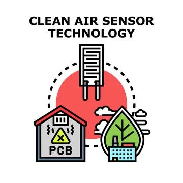 Air quality sensor detecting pollution and promoting clean environment Stock-Illustration