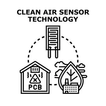 Air quality sensor detecting pollution and promoting clean environment Stock Illustration