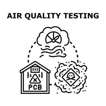 Air quality testing detecting dangerous environmental contaminants Stock Illustration
