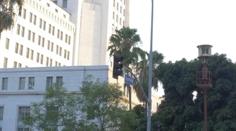 Air Raid Siren in Front of City Hall in Downtown Los Angeles Stock Footage 54265714