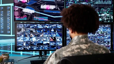 Air Reconnaissance Technology On Computer. World Map Data Stock Footage 304173058