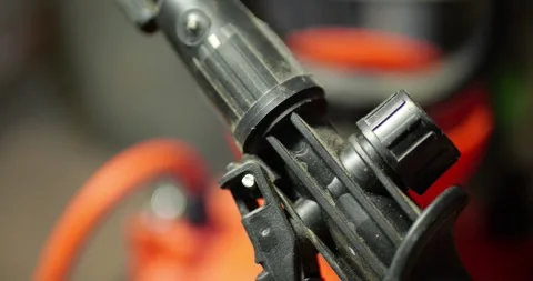 Air Release Button Pre Inflated Hand Pump Close Up Controlled Air Pressure Video stock 321809981