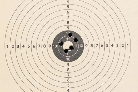 Air rifle target hit pattern 库存照片