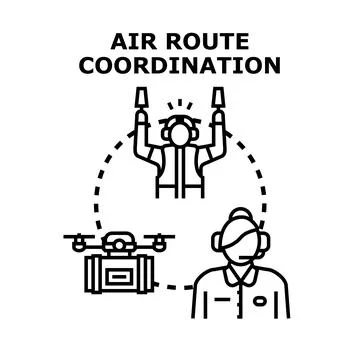 Air route coordination for drone parcel delivery 库存插图