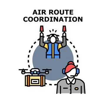 Air route coordination for drone parcel delivery Stock Illustration