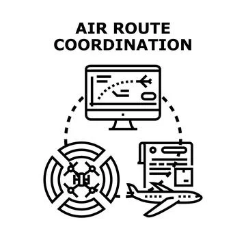 Air route coordination planning for delivery system Stock Illustration