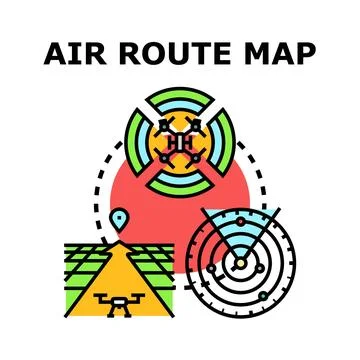 Air route navigation and drone flight planning concept Stock Illustration