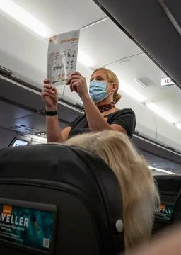 Air safety demonstration. Stock Photos