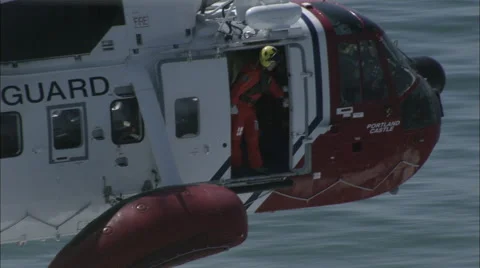 Air Sea Rescue Off Swanage Stock Footage