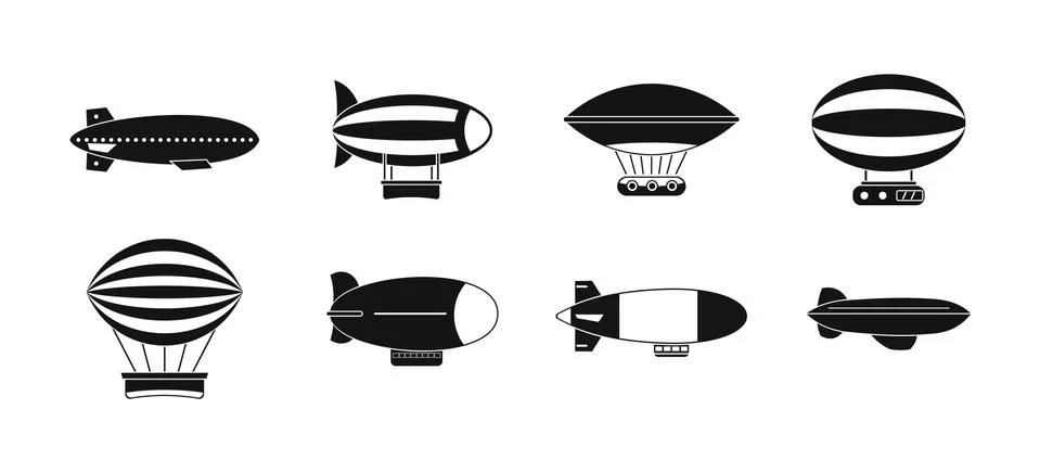 Air ship icon set, simple style イラスト素材