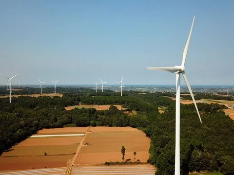 Air shot of wind power generator Video stock 80077839