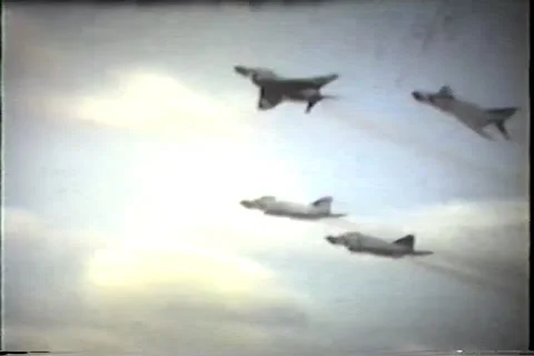 Air show, 2 jets peel away, early 1960's Video stock 36086927
