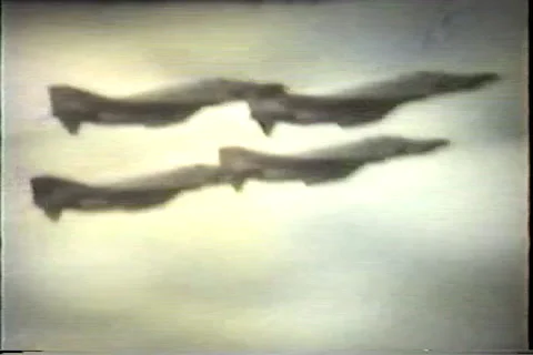 Air show 4 jets in diamond formation, early 1960's Video stock 36086568