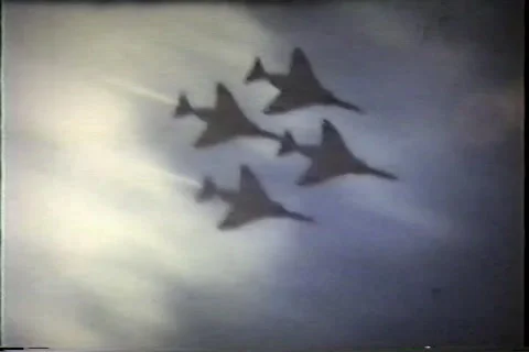 Air show 4 jets fly in formation, early 1960's Video stock 36086720