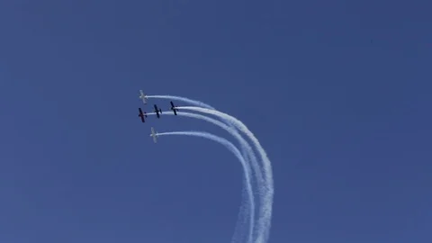 Air Show by the beach Stock Footage 88387463