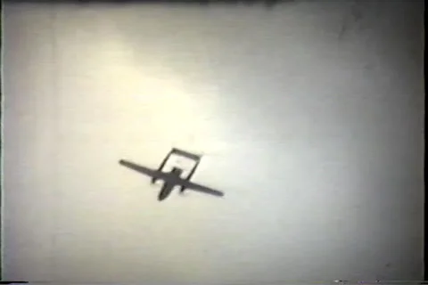 Air show, parachutests fall from airplane, early 1960's Video stock 36087340