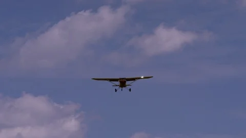 Air show, a single engine sports airplane approaching the runway Video stock 101450890