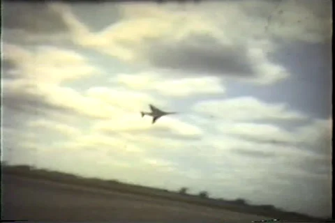 Air show single jet takes off, early 1960's Video stock 36087655