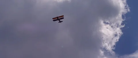 Air show, Stearman (Boeing) Model 75 is a biplane formerly used as a military Stock Footage 101034430