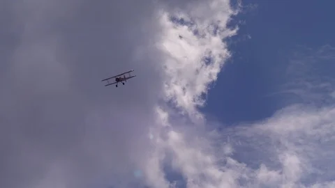 Air show, Stearman (Boeing) Model 75 is a biplane formerly used as a military Stock Footage 101046141