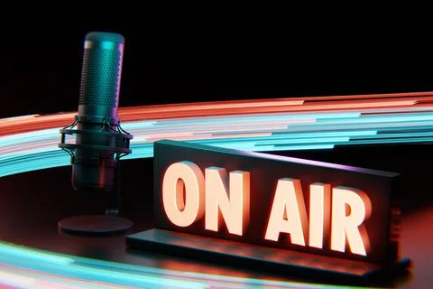 On air sign on a dark background. 3D rendering, illustration Stock Illustration