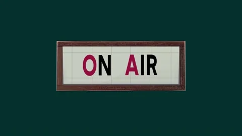 On air sign in retro lightbox lights up for live broadcasting flickering on and Stock Footage 170645873