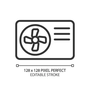 Air source heat pump pixel perfect linear icon Stock Illustration