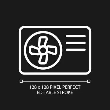 Air source heat pump pixel perfect white linear icon for dark theme Stock Illustration