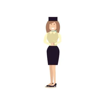 Air stewardess flat vector illustration Stock Illustration