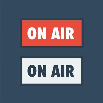 ON AIR studio light sign. Broadcasting live icon Illustrazione stock
