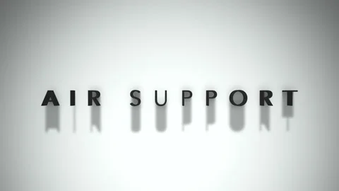 Air Support 3D title animation matte black text on a white background Stock Footage 300715516