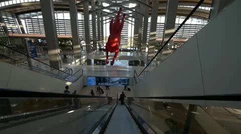 Air Terminal Escalator Stock Footage 21437469