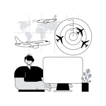 Air traffic control abstract concept vector illustration. Stock Illustration