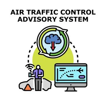 Air traffic control advisory system concept Stock Illustration