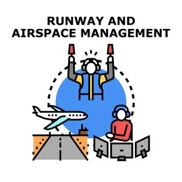Air traffic control and runway management concept Stock Illustration
