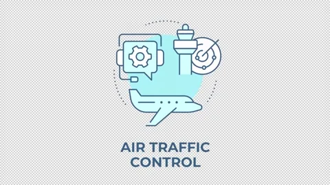 Air traffic control blue concept icon animation Stock Footage 344175610