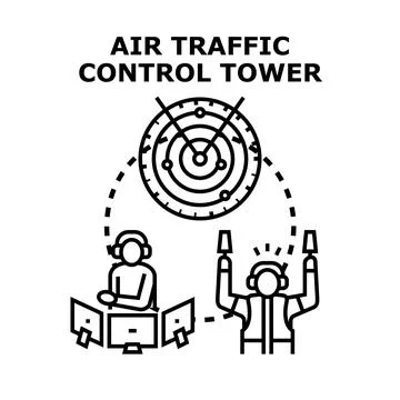 Air traffic control concept managing flight operations Stock Illustration