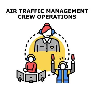 Air traffic control crew managing airport operations Stock Illustration