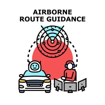 Air traffic control guiding autonomous vehicle navigation Stock Illustration