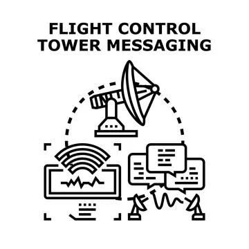 Air traffic control messaging connecting global aviation Stock Illustration
