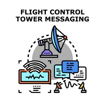 Air traffic control messaging connecting global aviation Stock Illustration