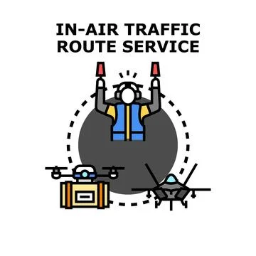 Air traffic control service managing route navigation Illustrazione stock