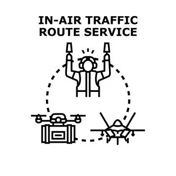 Air traffic control service managing route navigation Illustrazione stock