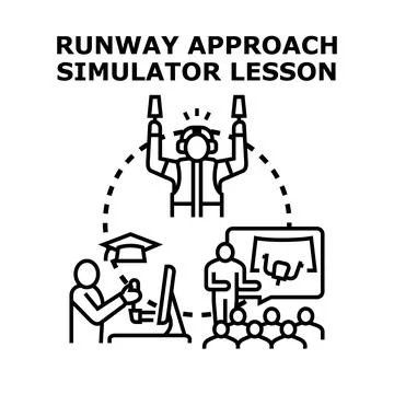 Air traffic control simulation and pilot training lesson Stock Illustration