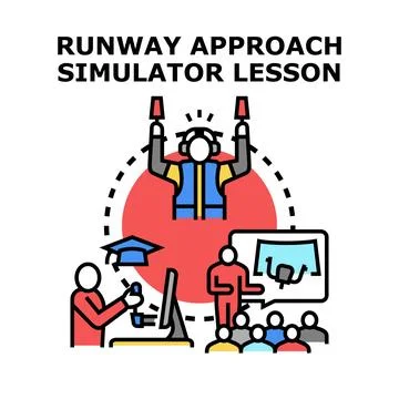 Air traffic control simulation and pilot training lesson Stock Illustration