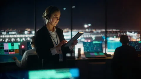 Air Traffic Control Specialists Talking Stock Video Pond5