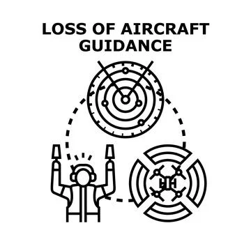 Air traffic control system failure causing aircraft guidance loss Illustrazione stock