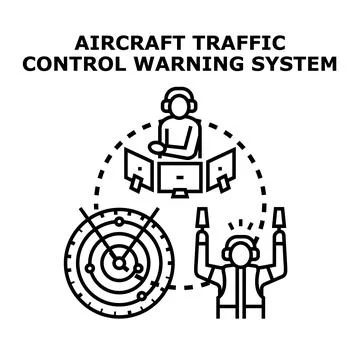 Air traffic control system managing flight security Stock Illustration