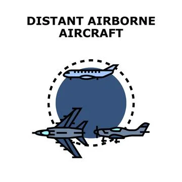 Air traffic control system showing different airplanes flying Stock Illustration
